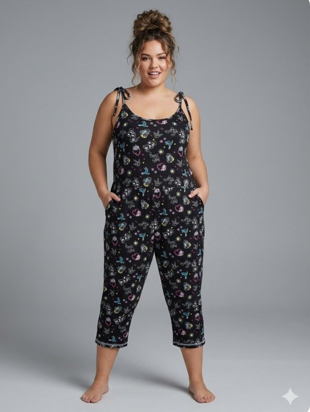 Déesse Cute Doodle Print Crop Lounge Jumper, GUC, Size 0X